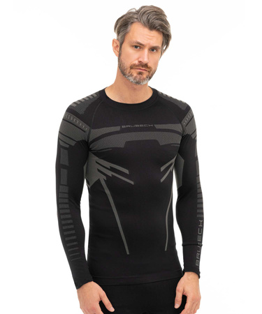 MĘSKA KOSZULKA TERMICZNA BRUBECK DRY Czarny/Grafitowy