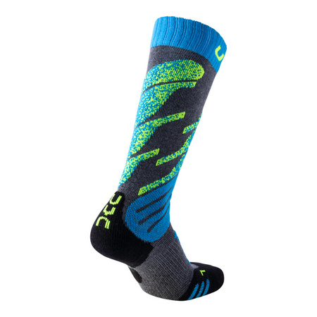 JUNIORSKIE SKARPETY NARCIARSKIE UYN SKI JUNIOR Medium Grey Melange/Turquoise 2024