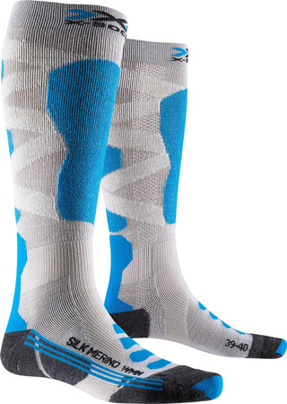 DAMSKIE SKARPETY NARCIARSKIE X-SOCKS SILK MERINO 4.0 White/Black/Turquise 2024
