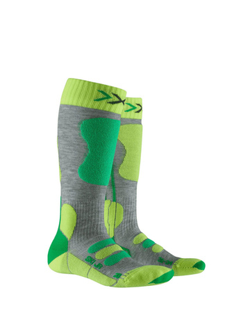 JUNIORSKIE SKARPETY NARCIARSKIE X-SOCKS SKI 4.0 Grey/Green/Yellow 2024